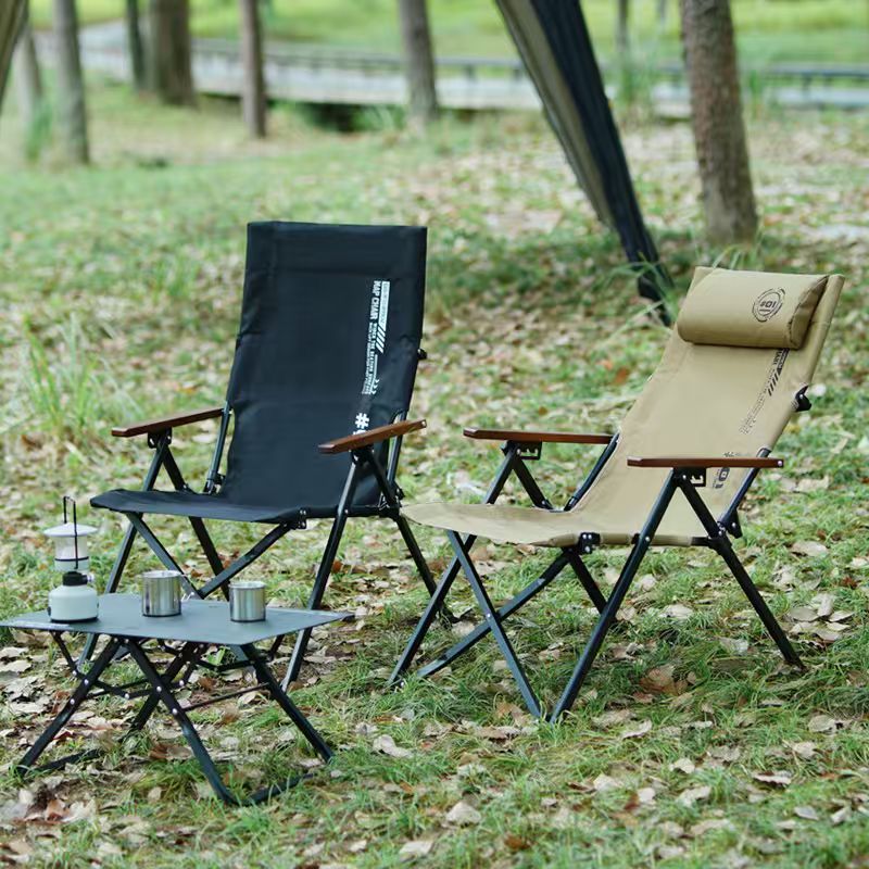 Outdoor Camping Lounge Chairs - Opvouwbare strandcampingstoel met hoge rugleuning, 4-versnellingsverstelbare