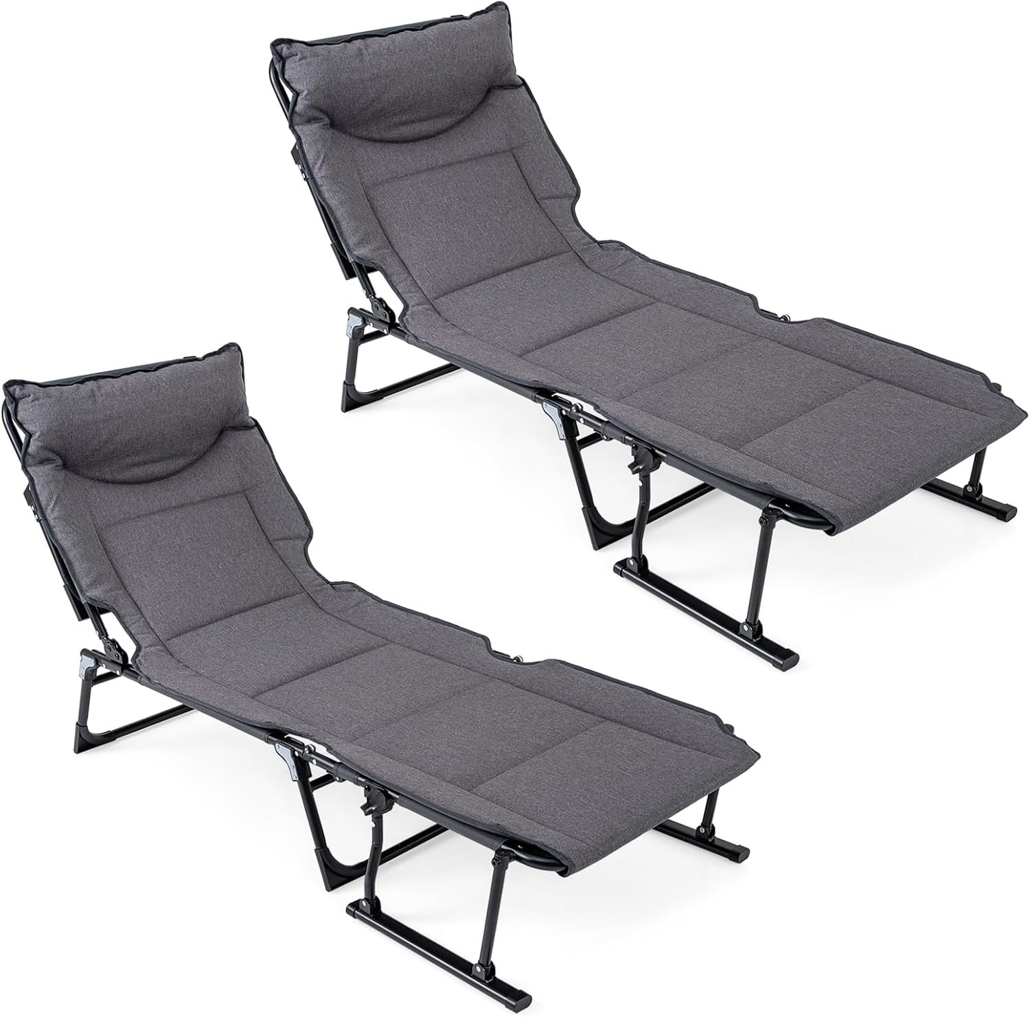 Outdoor Camping Lounge Chairs - Opvouwbare loungeset van 2, verstelbare relaxstoel,