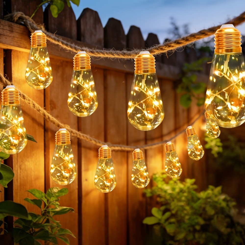Outdoor Camping Lights String - 10/20LED buitenverlichtingssnoer op zonne-energie, waterdichte lamp